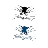 Set of 5 Waterproof Temporary Fake Tattoo Stickers Cute Black Blue Cat Head