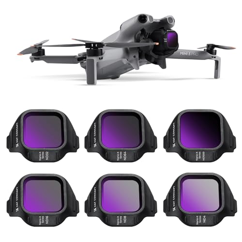 Image of K&F CONCEPT ND Filter Set Compatible with DJI Mini 5 Pro, 6 Pack ND4 ND8 ND16 ND32 ND64 ND1000 Neutral Density Filters Drone Lens Accessories, Multi Coated HD Optical Glass Plastic Frame
