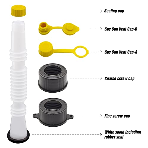 35 Pcs Gas Can Spout Replacement, Gas Can Nozzle 5 Gal, No Spill Pour With Gasket, Stopper Caps, Collar Caps, Stripe Cap, For Most Style Gas Can, Highly Fitted, Smoothly Flow #TOP5