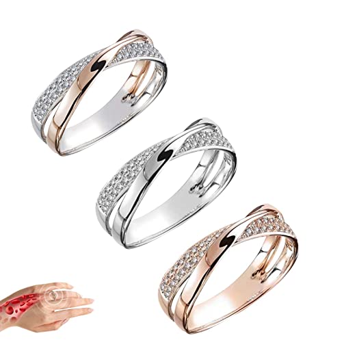 3PCS Slimplify Thermogenic Schlankheitsring, Thermogenic Slimplify Schlankheitsring, Vikanda Thermogenic Spinner Ring, Titanium Stahl kubischer Zirkoniumdioxid Ringe für Angst Fidget Ring (C,7) Cover