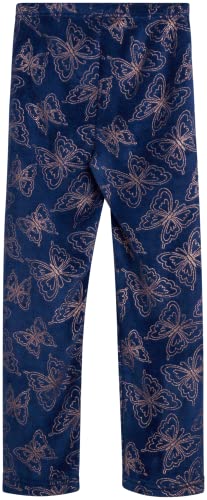 Limited Too Girls' Pajama Bottoms - Plush Fleece Sleepwear Lounge Pants (Size: 7-16), Size Medium, Navy Butterfly #TOP3