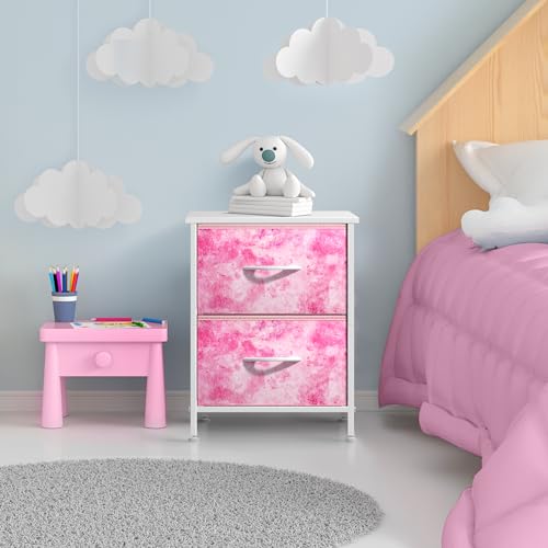 Sorbus 2-Drawer Kids Nightstand for Bedroom (Tie-Dye Pink) - image 2