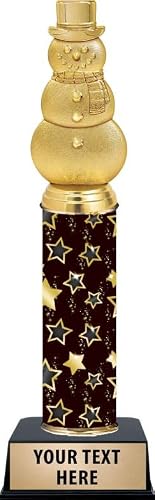 Crown Awards Customized Black Starlite Snowman Trophy, 11" Snowman Trophy Award, Personalize Now