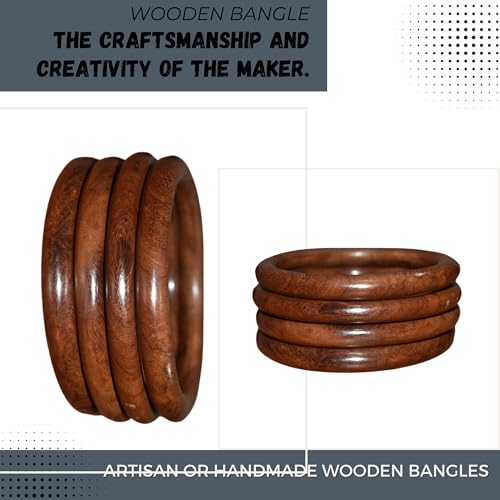 Image of Handmade Natural Wooden Bangles, Stylish Designs,Artisan Premium Quality for Women | Natural Wood Bangles Christmas Gift Jewelry for Her | Eco-Friendly Artisan Crafted Gift
