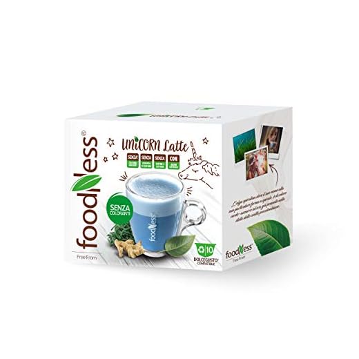 10 Cápsulas de “Unicorn Latte” Bebida Azul Foodness. Compatibles con Cafeteras Dolce Gusto
