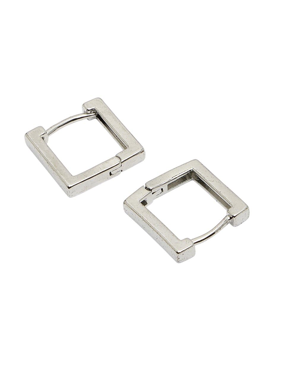 nvr Men Silver Plated Geometric Shape Stainless Steel Hoop Earrings-picture-12