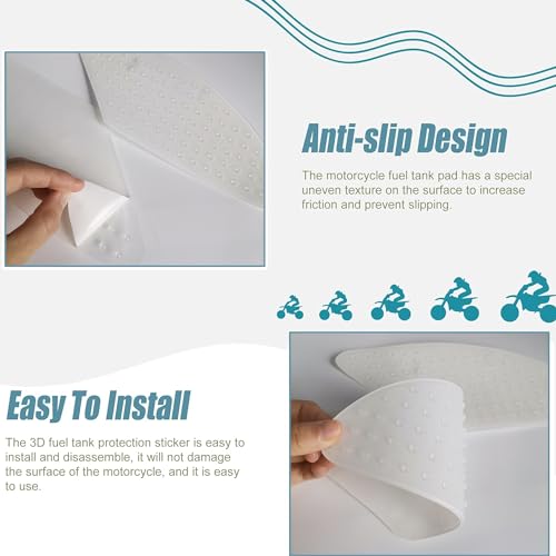 QIUMING Motorräder Tank Gummi Schutz Aufkleber Universal Motorcycle Side Gas Knee Grip Protection Non-Slip Rubber Decal 3D Motorrad Anti Rutsch Aufkleber Motorcycle Tank Traction Pad(Transparenz)