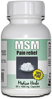Natural Pain Relief Pure MSM 60 Capsules for Pets 1000 mg