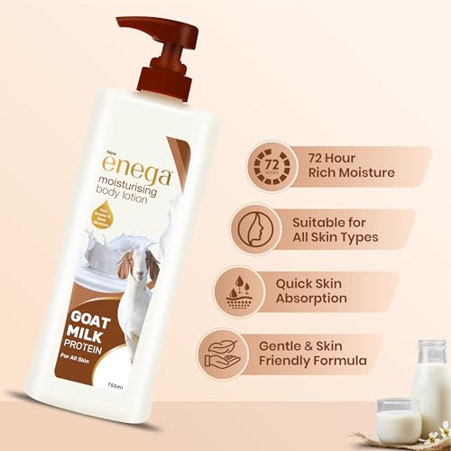 Image of Enega Goat Milk Protein For All Skin Non Grassy & Deep Nourish Moisturizing Body Lotion for Men & Women - 750 ML (Pack of 1)