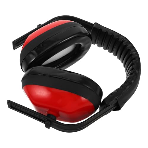 TEMPNAP Protección Auditiva Acolchada Orejeras Ajustables para Construcción y Estudio, Cascos Antiruido Profesionales en Rojo y Negro, Confort Duradero para Uso Prolongado