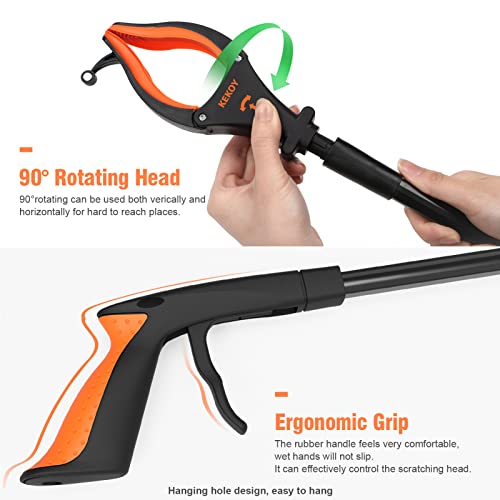 Kekoy 32'' Grabber Reacher Tool, Foldable Grabber With Light, Extra Long Grabbers For Elderly Grab It Reaching Tool, 90° Rotating Jaw Trash Pick Up Stick,Picker Upper Reach Extender Grabber Heavy Duty #TOP3