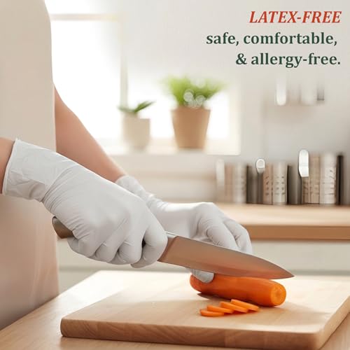 Image of 100 Pcs Disposable Nitrile Gloves | Powder-Free, Latex-Free, Food Safe & Chemical Resistant Hand Gloves for Kitchen, Medical, Salon, Cleaning & Lab (Medium)