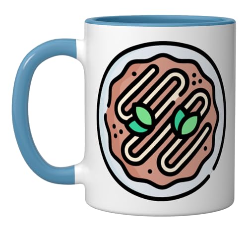 Okonomiyaki Japanese Pancake Pizza Japan Ceramic Mug, Blue/White