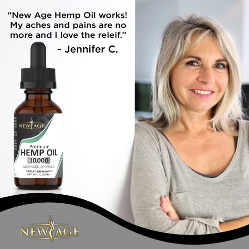 10,000 Hemp Oil - 2 Pack - Grown & Made in USA - Natural Hemp Drops by New Age
