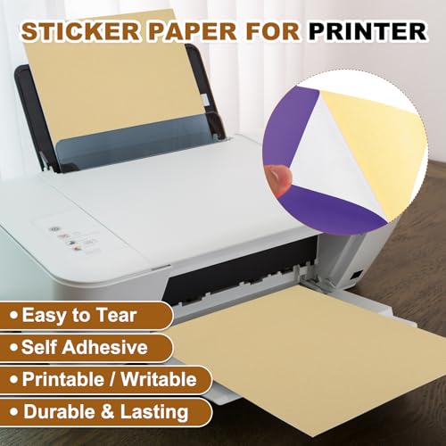 PATIKIL Papier samoprzylepny winylowy do drukarki atramentowej, 11,7 x 8,3 cala wodoodporny 15 arkuszy papier samoprzylepny do drukarki laserowej, błyszczący fioletowy