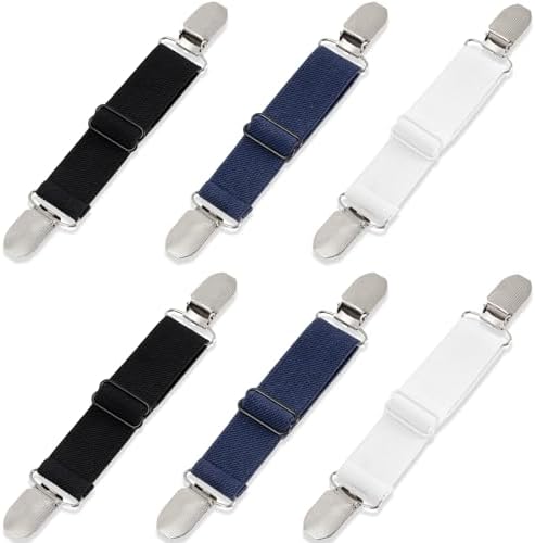 QUCKOIYJ 6 Pcs Elastic Pant Cinch Clip, Adjustable Pant Waist Tightener Waist Clip Hip Elastic Belt, Women Men Back Cinch for Jeans Pants Dresses