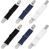 QUCKOIYJ 6 Pcs Elastic Pant Cinch Clip, Adjustable Pant Waist Tightener Waist Clip Hip Elastic Belt, Women Men Back Cinch for Jeans Pants Dresses
