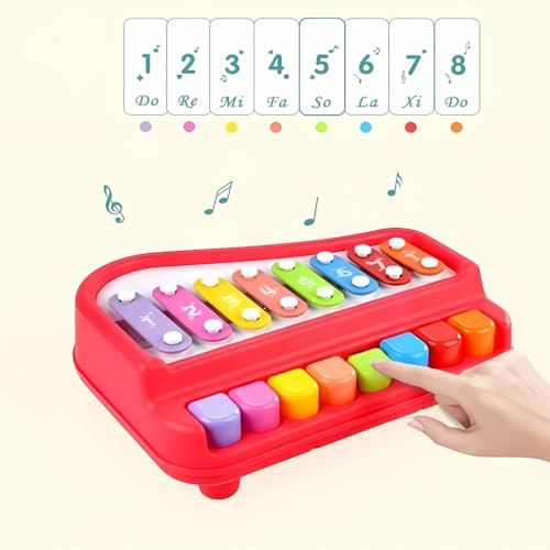 Image of 2 in 1 Piano Xylophone for Kids| Musical Toys for Kids Aged 1-3 Years Old, Multicolored Keyboard, Preschool Educational Musical Learning Toy for Baby Girls Boys