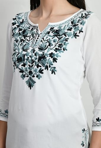 Image of QAZMI Short Kurti for Women| Rayon Cotton Embroiderd Kurta | Women