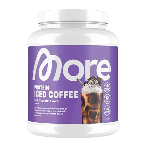 MORE Protein Iced Coffee, 500g, Dark Chocolate Lover, Eiskaffee mit wertvollen Proteinen, wenig Zucker und Fett - made in Germany
