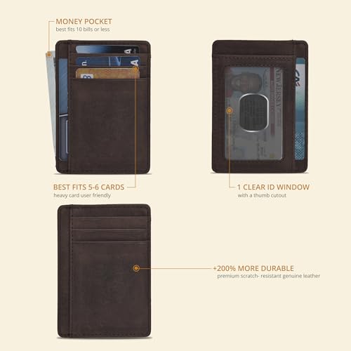 Slim Real Leather RFID Wallet for Men & Women - Dark Brown - Image 2