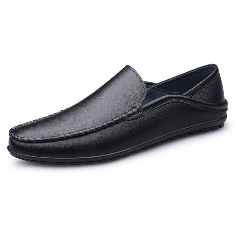 Men's Loafers Shoes Round Toe Leather Stitching Details Lightweight Flexible Flat Heel Fashion Prom Slip-on2