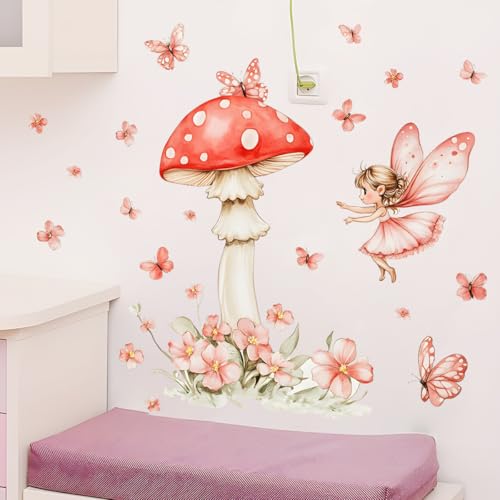 Vinilos Decorativos Vinilo Set 2 Hojas Hada y Mariposa Rosa miniatura 6
