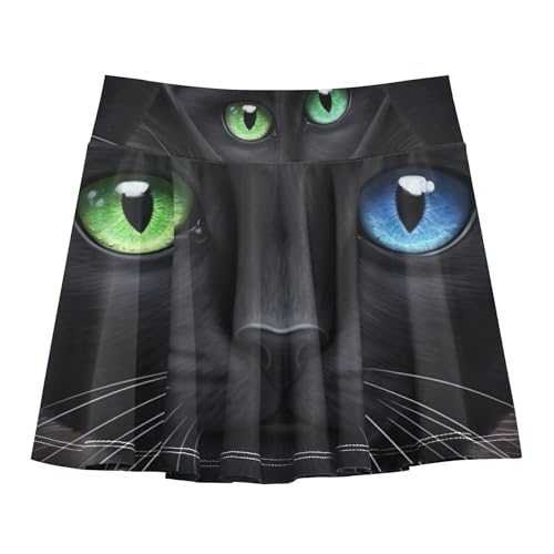 Girls Skorts Athletic Shorts Skirts with Shorts Colored School Skirt Black Cat Green Blue Eyes 3t2