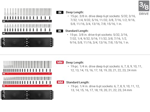 Image of TEKTON 1 /4, 3 /8, 1 /2 Inch Drive 6-Point Socket Set | SHD99202