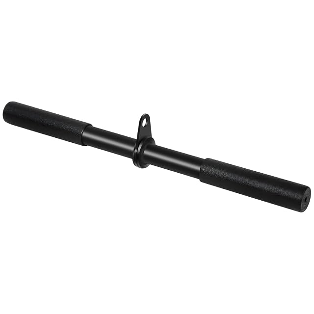 Pulldown Straight Bar Rotating Steel with Rubber Grips LAT Pull Down Handle for Pulley Cable Machine Triceps Training