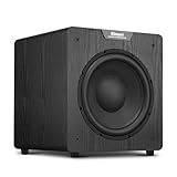 Elimavi Front Firing Powered Subwoofer - 400W Deep Bass Home Theater Sub for Large Rooms - 12' Copper Driver, MDF Enclosure w/Aluminum Radiator - Connect Extra Sub via Subwoofer Out