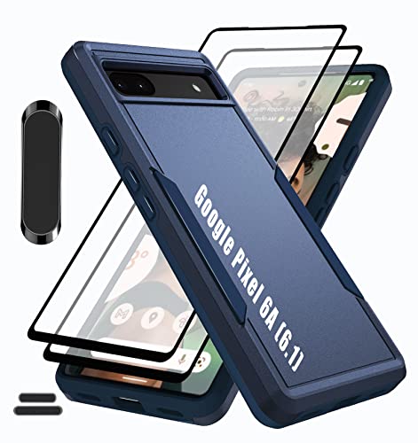Coque Pixel 6A antichoc militaire avec support voiture et verre trempé bleu