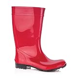Der gesamte Schaft besteht aus wasserdichtem PVC-Gummi und reicht bis unter das Knie. Die Stiefel sind ideal für regnerisches Wetter.