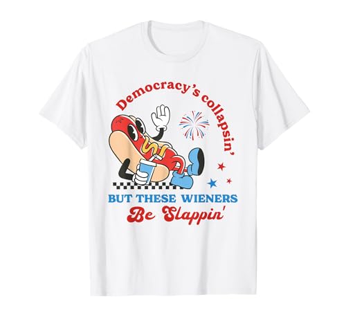 Democracy's Collapsing Funny Hot Dog 4th July 250 Years T-Shirt
