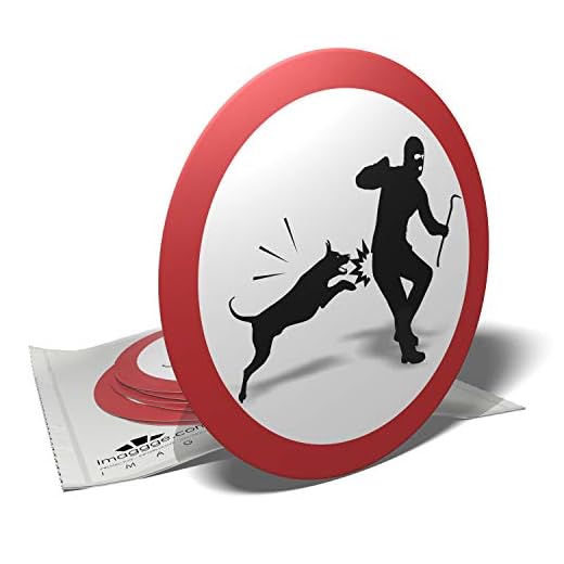 imaggge.com Varningsskylt klistermärke – klocka hund – tjuv – 6 klistermärken – 9,5 cm