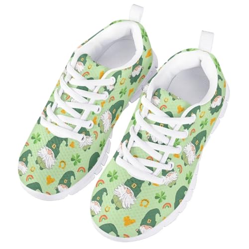 Green Themed Kids Running Shoes Girls Sport Sneakers St.Patrick's Day Motif2