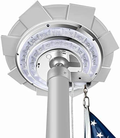 POLEFLY 42LED Luxury Solar Powered Flag Pole Light, Lighting from Dusk to Dawn, Super Bright Flag Pole Light Solar Powered, Suitable for Ground flagpoles