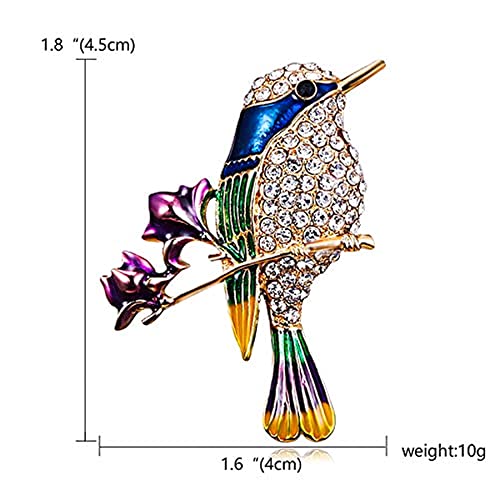Hummingbird Brooch Pins For Women Fashion Bird Pins Elegant Rhinestone Crystal Women's Brooches Pin (Blue Hummingbird) #TOP1