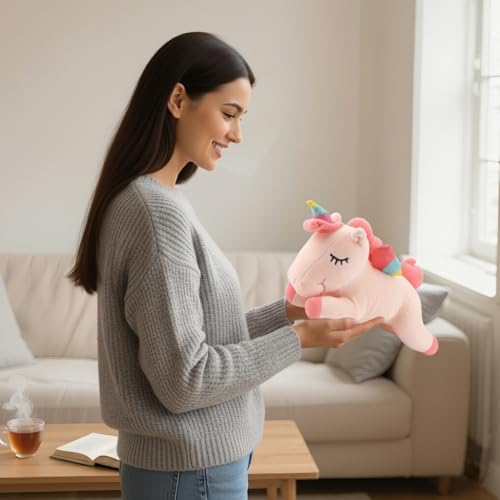 Image of Sleeping Unicorn Stuffed Animal, 12 Inches Unicorn Plush Toys for Girls Women Girlfriend, Pink Soft Plush Hugging Pillow, Cute Lovely Stuffed Animal Cuddle Toy Gifts for Valentine Christmas Birthday