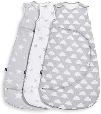 Snuz Pouch Baby Sleeping Bag, 2.5 Tog  Cloud Nine Design  Soft 100% Cotton with Zip For Easy Nappy Changing  0-6M