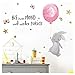 Produktbild Little Deco Wandtattoo Babyzimmer Hase & Spruch Bis zum Mond Sterne I Wandbild 89 x 62 cm (BxH) I Luftballon Rosa Wanddeko für Kinderzimmer Mädchen Aufkleber DL227-12