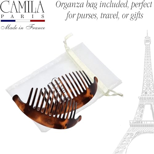 Image of Camila Paris CP2430 /2 French Hair Side Combs Tortoise Shell Interlocking Combs French Twist Hair Combs, Strong Hold Hair Clips for Women Bun Chignon Up-Do Styling Girls Hair Accessories Made in France