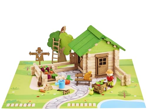 Jeujura – La Maison et Son Jardin - 135 pièces - Jeu de Construction dans sa Valise en Carton - A partir de 5 Ans - Agilité - Créativité - Manipulation -...