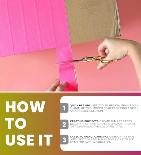 Image of Duck 1.88 in. W X 15 yd L Yellow Duct Tape + Neon Pink Duct Tape Bundle with Utility Knife - Vibrant Colored Duct Tape for DIY Projects, Crafting, & Heavy-Duty Use - (3 Items)