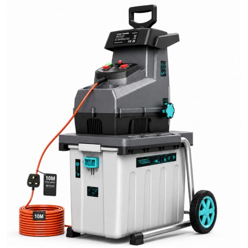 Image of Bluemars 2800W Quiet Garden Shredder | 10m Cable | Blue | Transport Wheels