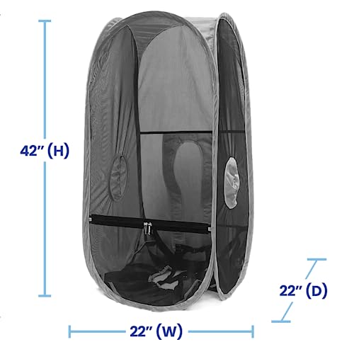 Short Bug-Screen Walking Pod – Pop-Up Wearable Mosquito & Bug Screen with Mesh – Fine Gauge, Fully Enclosed Personal Bubble – Dark Gray