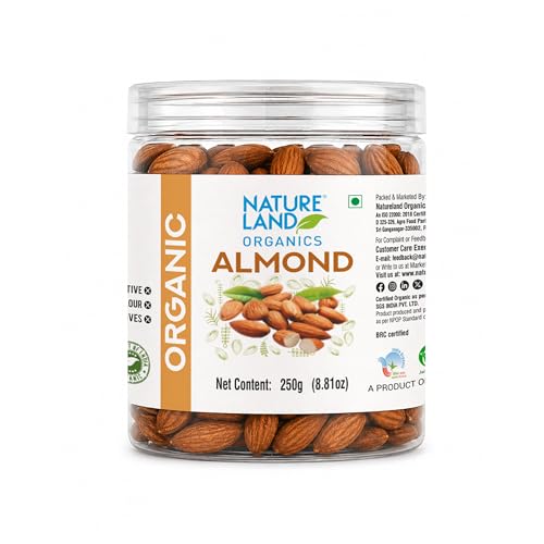 Image of Natureland Organics Almonds 250 Gm, Healthy Organic Dry Fruits