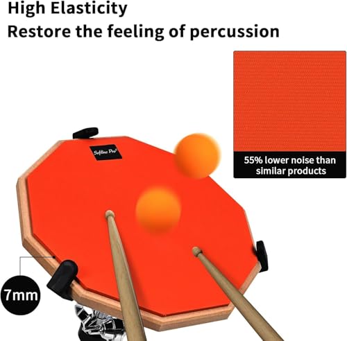 Image of Softline Pro SP-DPPK-Kit 12 inch & 10 Corners Dumbed Drum Practice Pad Kit, Double Side with Stand & Bag (SP-DPPK-43-KIT-OG)