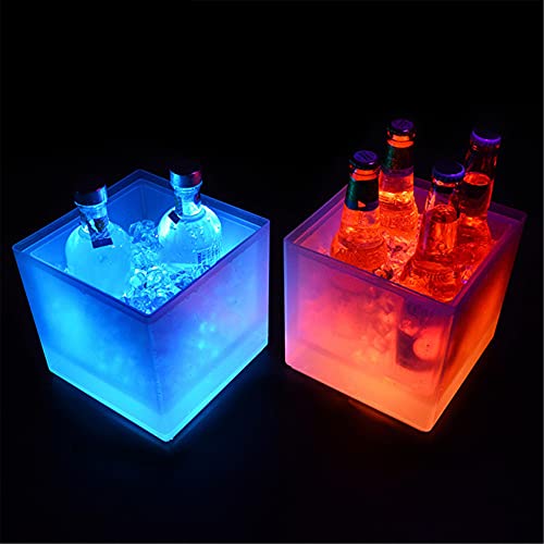 Raopuzi Seau à Glace 3,5 L, avec Changement de Couleur LED, Double Couche pour Champagne, vin, Boissons, bière - pour Bar, fête