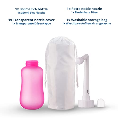 T2 Botella Peri Bidé Portatil Para Cuidado Posparto, Alivio Del Dolor Perineal - Exprimible 360ml Con Boquilla 60° - Bolsa De Almacenamiento Lavable y de Maternidad Para Hospital, Regalo Futura Mama - imagen 6